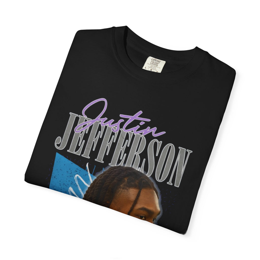 Justin Jefferson Retro Football Shirt | Purple & Gold Throwback Tee | Vintage Minnesota Fan Apparel