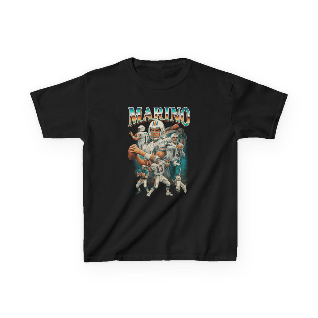 Marino Retro Football Collage Kids Tee | Quarterback Vintage Style