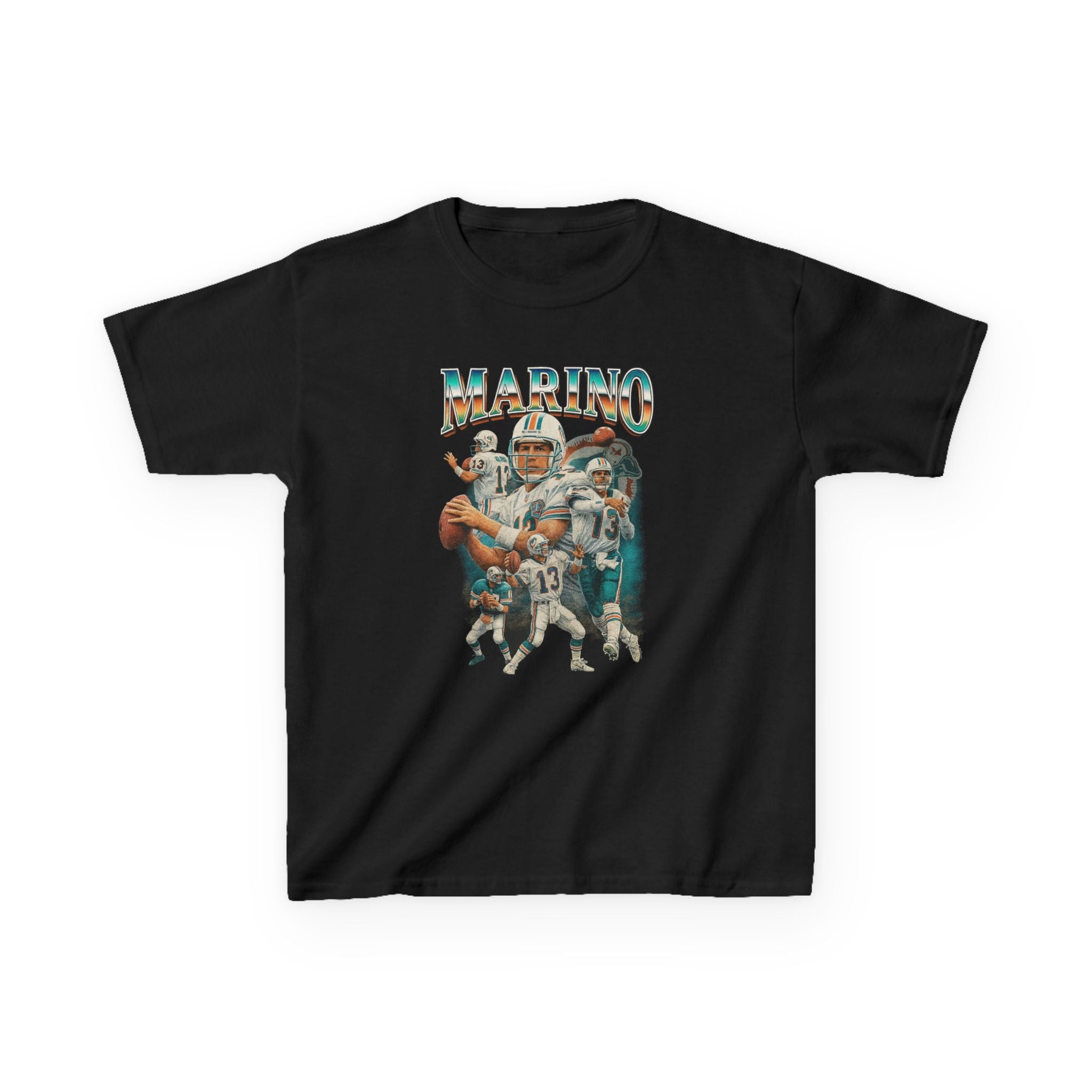 Marino Retro Football Collage Kids Tee | Quarterback Vintage Style