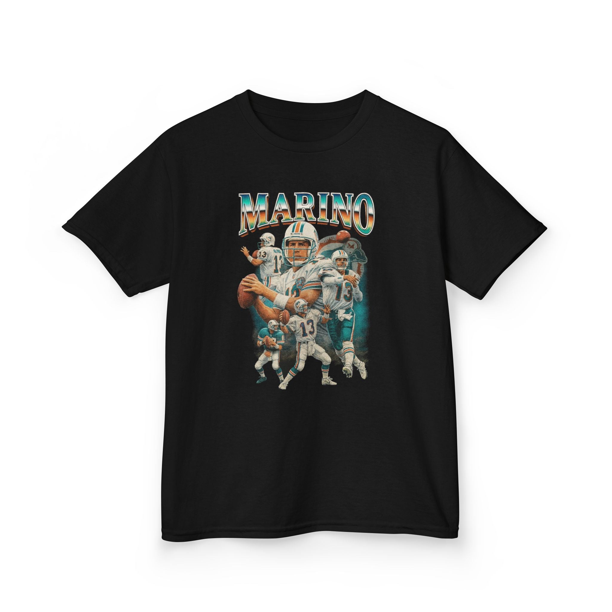 Marino Retro Football Collage Kids Tee | Quarterback Vintage Style